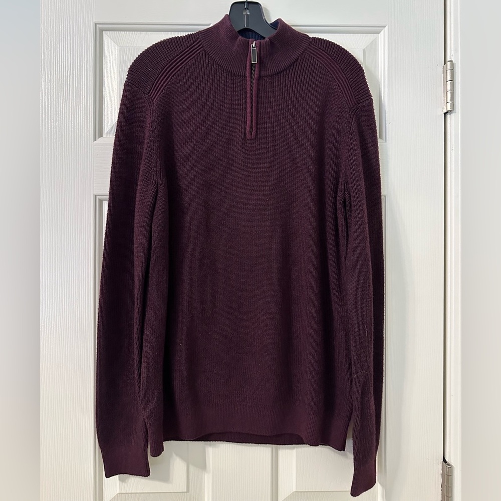 Ted Baker Maroon Wool Blend Quarter Zip Pullover size Large / 4
